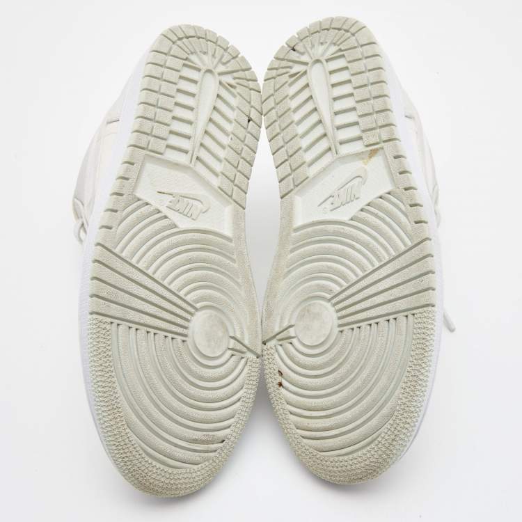 Pre Owned Air Jordans White/Grey Canvas Air Jordan 1 Low Spruce Aura Sneakers Size 38.5