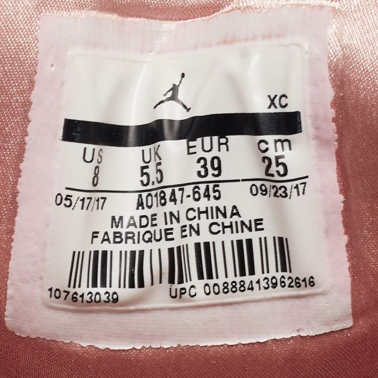 Pre Owned Air Jordans Pink Satin and Suede Air Jordan 1 High Top Sneakers Size 39