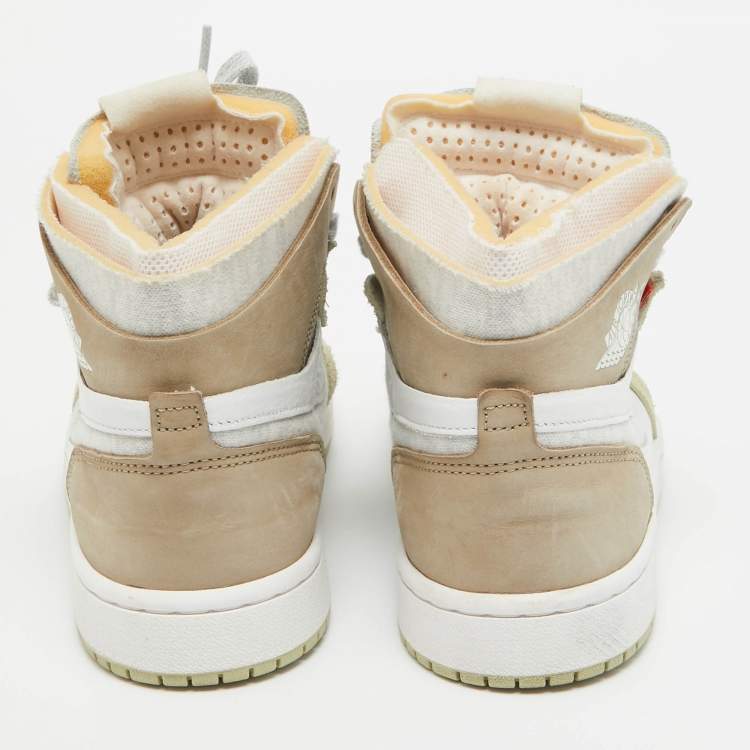 Pre Owned Air Jordans Multicolor Leather Jordan 1 High Zoom Air CMFT Olive Aura Sneakers Size 36