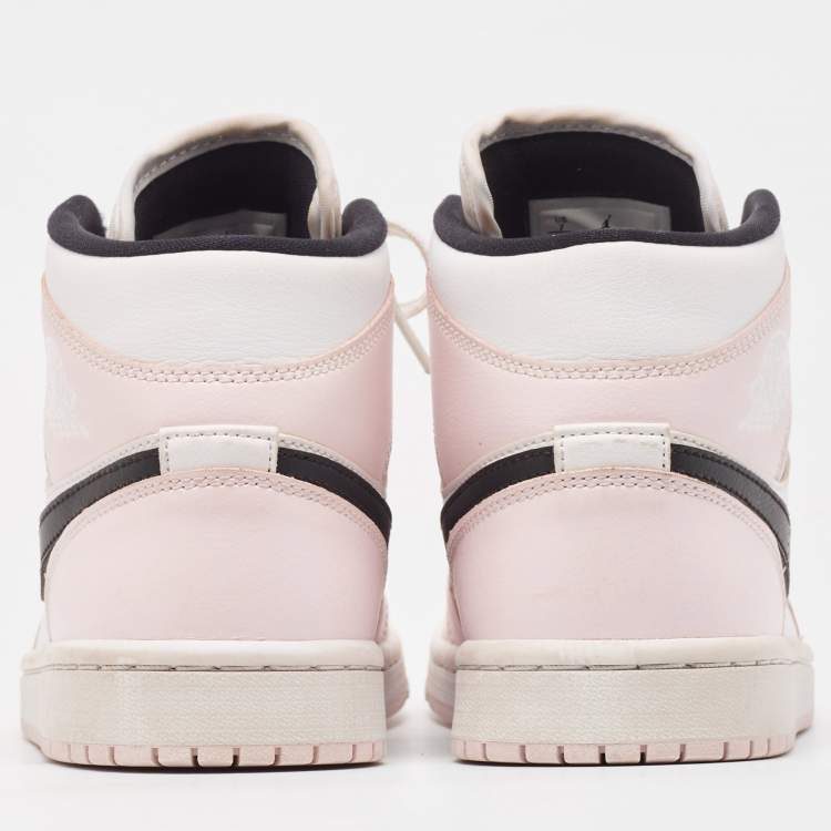 Pre Owned Air Jordans Pink/White Leather Jordan 1 Mid Barely Rose Sneakers Size 38