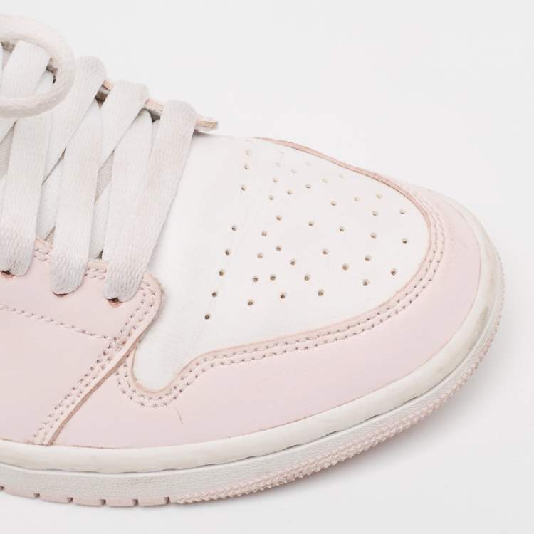 Pre Owned Air Jordans Pink/White Leather Jordan 1 Mid Barely Rose Sneakers Size 38