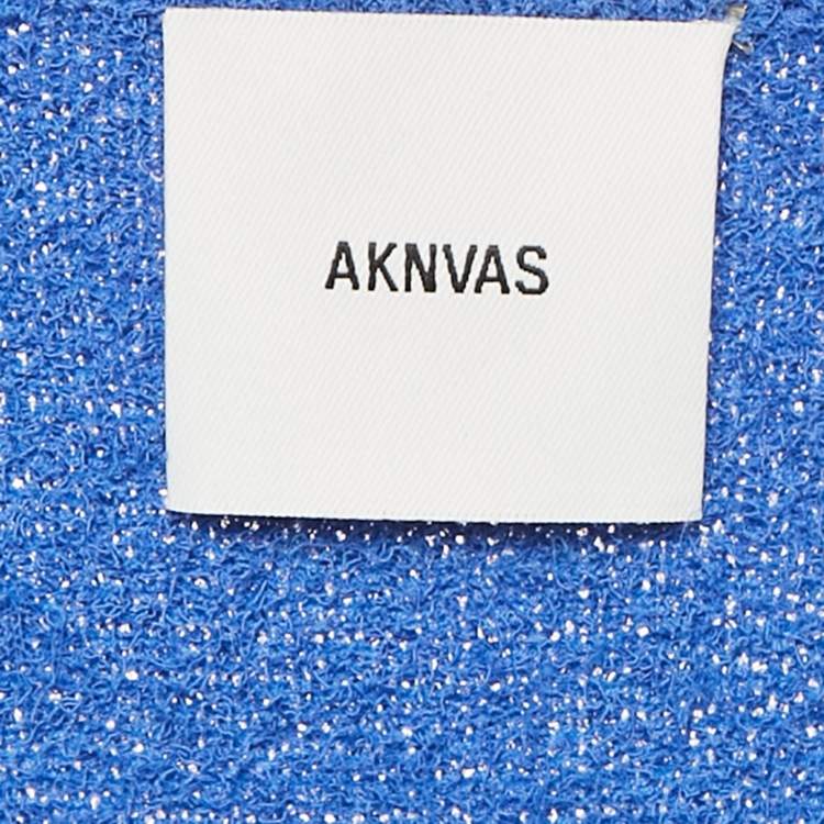 مملوكة مسبقًا Aknvas Blue Knit Fringed Sleeveless Maxi Dress M