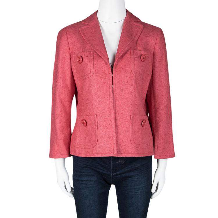 Pre Owned Akris Pink Cashmere Linen Jacket L