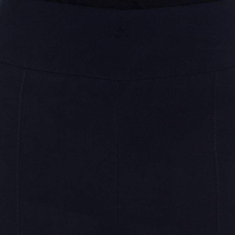 Pre Owned Akris Midnight Blue Silk Layered Fellia Pallazo Pants L