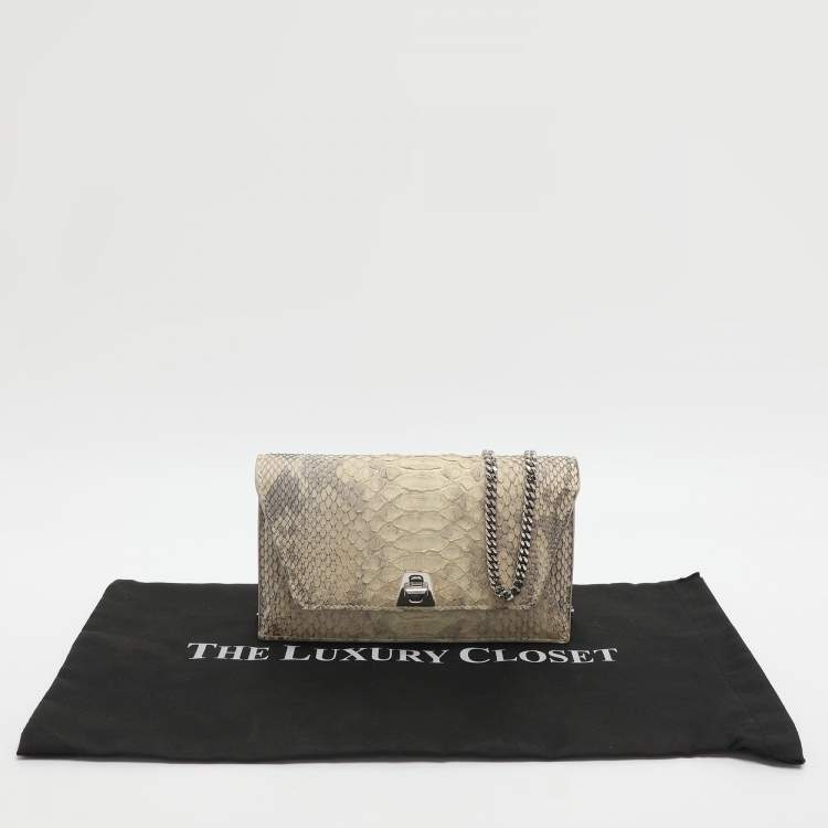 Pre Owned Akris Anouk Grey Python Leather WOC Clutch Bag