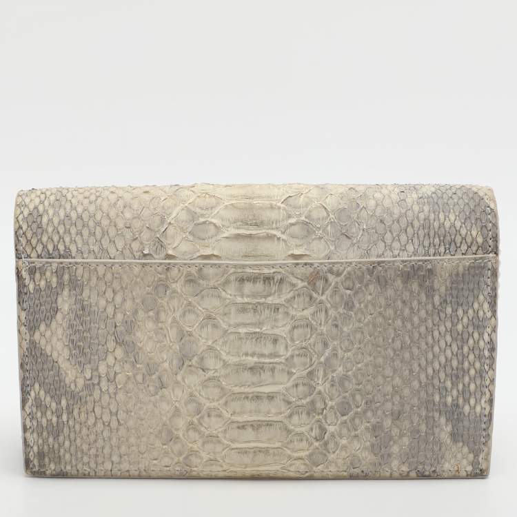 Pre Owned Akris Anouk Grey Python Leather WOC Clutch Bag