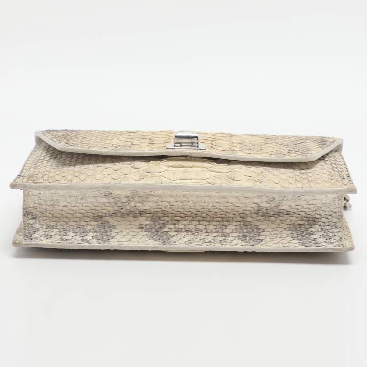 Pre Owned Akris Anouk Grey Python Leather WOC Clutch Bag