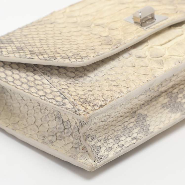 Pre Owned Akris Anouk Grey Python Leather WOC Clutch Bag
