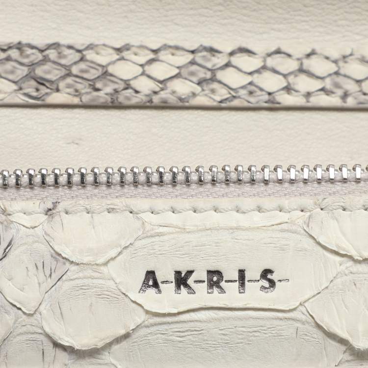 Pre Owned Akris Anouk Grey Python Leather WOC Clutch Bag