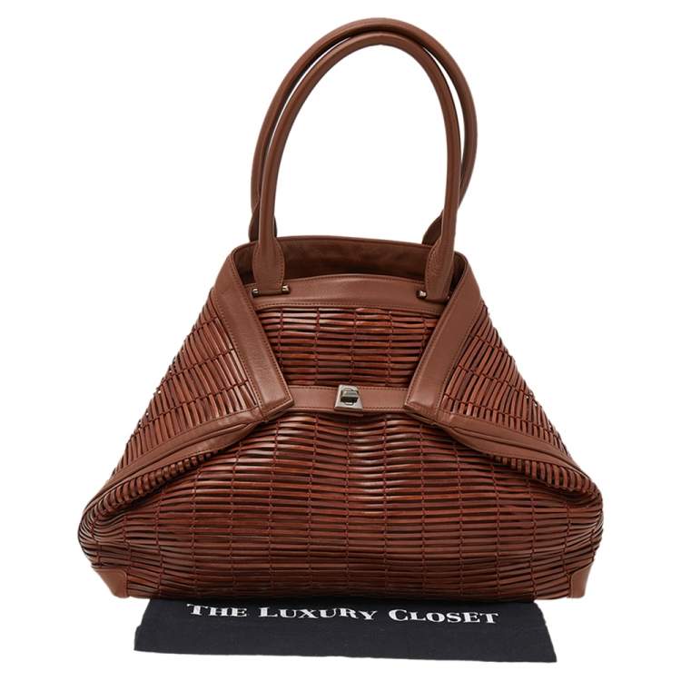 Pre Owned Akris Brown Allega Braided Leather Shoulder Bag
