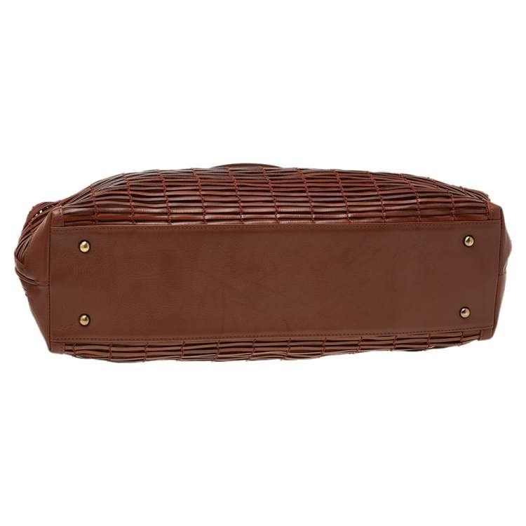 Pre Owned Akris Brown Allega Braided Leather Shoulder Bag