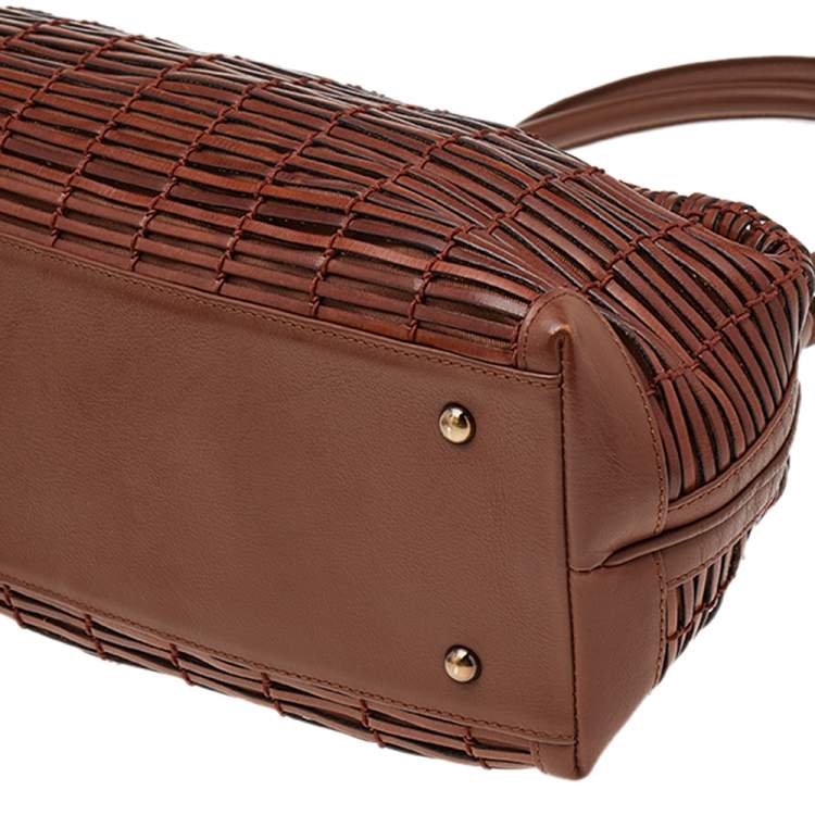 Pre Owned Akris Brown Allega Braided Leather Shoulder Bag