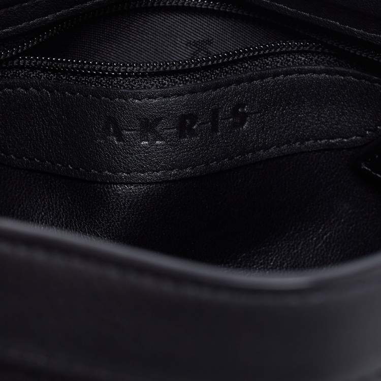 Pre Owned Akris Black Horsehair And Leather Shoulder Bag