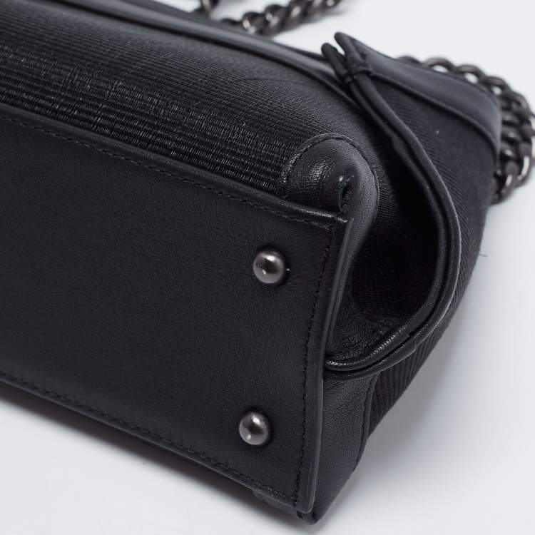 Pre Owned Akris Black Horsehair And Leather Shoulder Bag