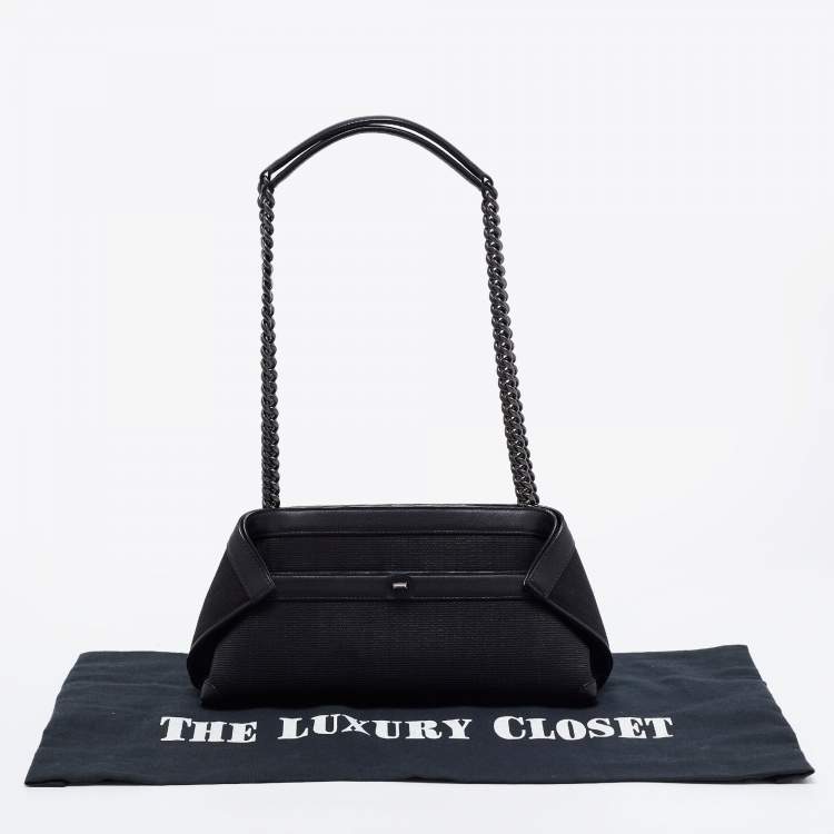 Pre Owned Akris Black Horsehair And Leather Shoulder Bag