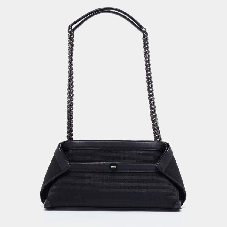 Pre Owned Akris Black Horsehair And Leather Shoulder Bag