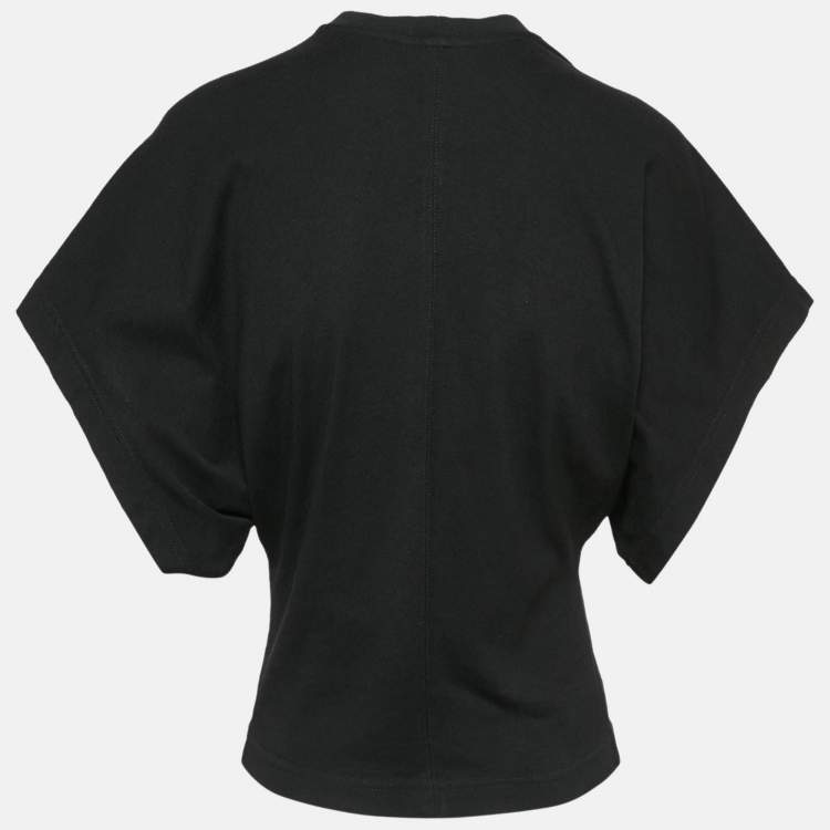 Pre Owned Alaia Black Logo Embroidered Cotton Wide Sleeve T-Shirt S
