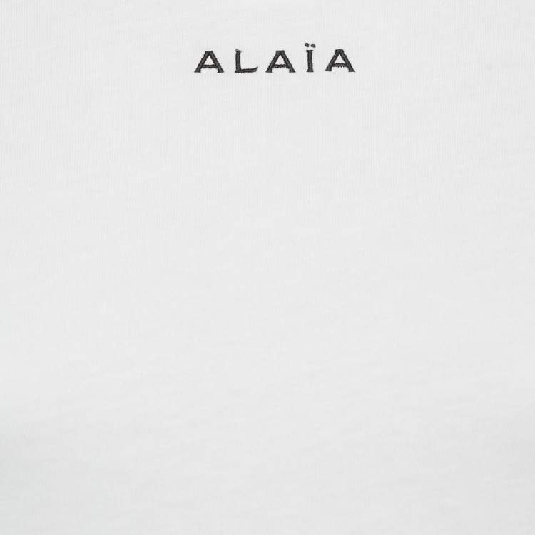 Pre Owned Alaia White Logo Embroidered Cotton T-Shirt S