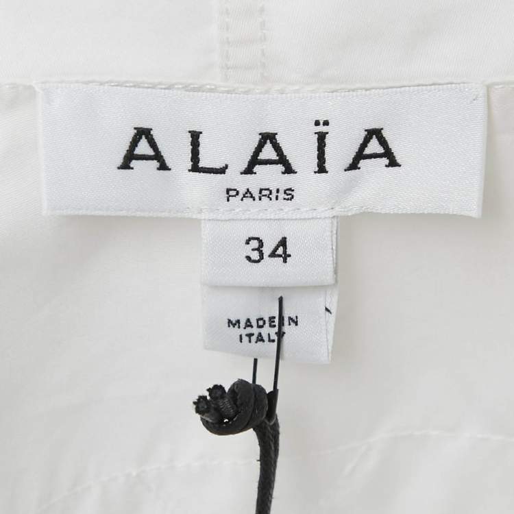 Pre Owned Alaia White Cotton Poplin Hooded Body Shirt XS