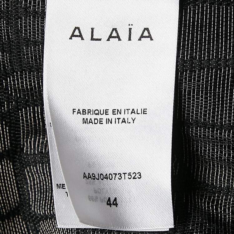Pre Owned Alaia Black Crocodile Textured Synthetic Midi Skirt L