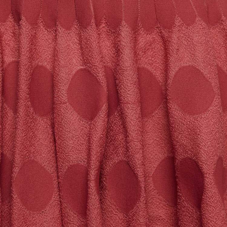 Pre Owned Alaia Red Patterned Knit Mini Skirt M