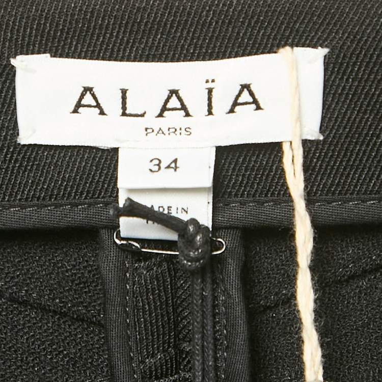 Pre Owned Alaia Black Stretch Gabardine High Waist Leggings XS