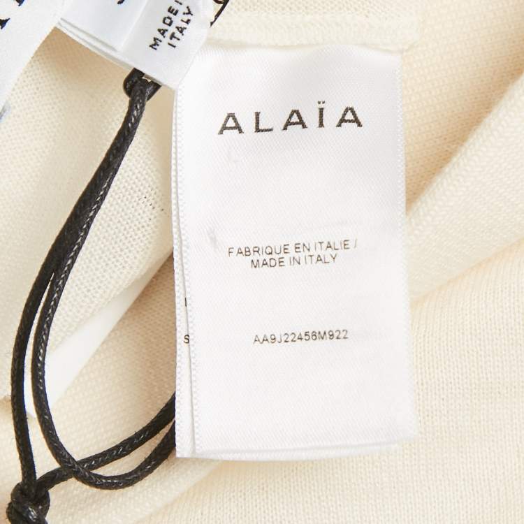 Pre Owned Alaia Off-White Superfine Wool Knit Maxi Skirt M