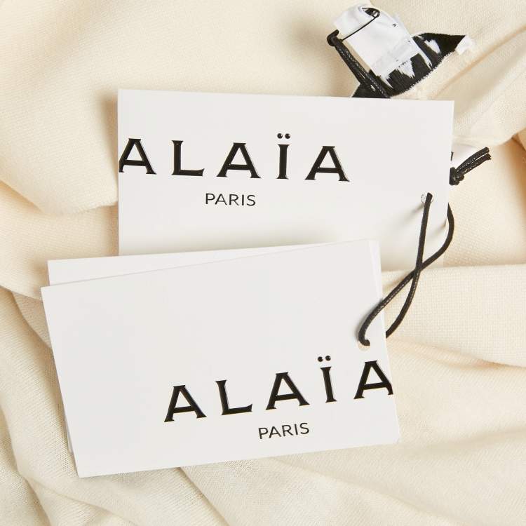 Pre Owned Alaia Off-White Superfine Wool Knit Maxi Skirt M