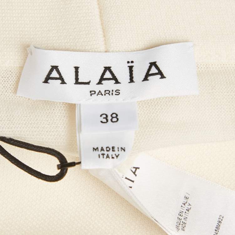 Pre Owned Alaia Off-White Superfine Wool Knit Maxi Skirt M