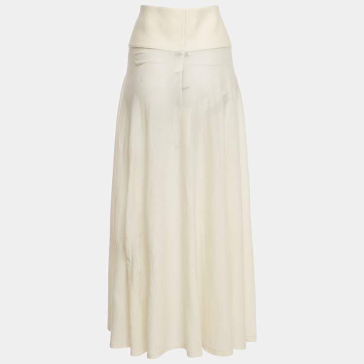 Pre Owned Alaia Off-White Superfine Wool Knit Maxi Skirt M