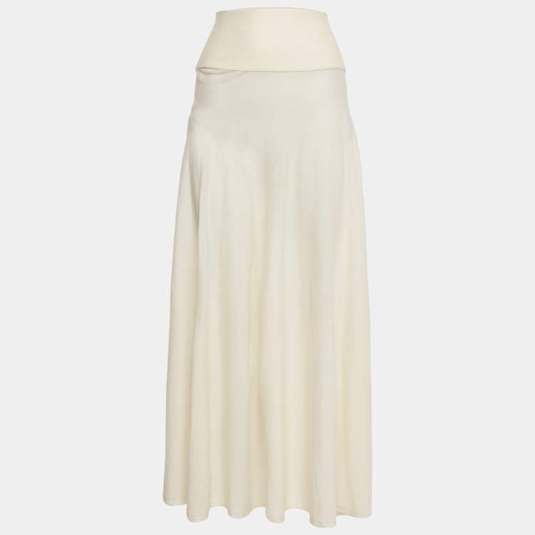 Pre Owned Alaia Off-White Superfine Wool Knit Maxi Skirt M