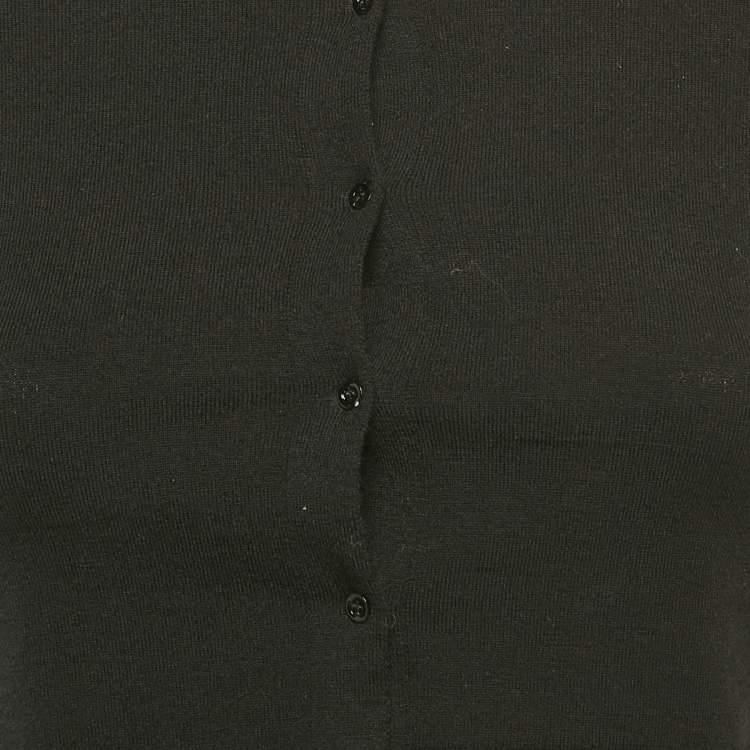 Pre Owned Alaia Black Wool Knit Crop Cardigan S