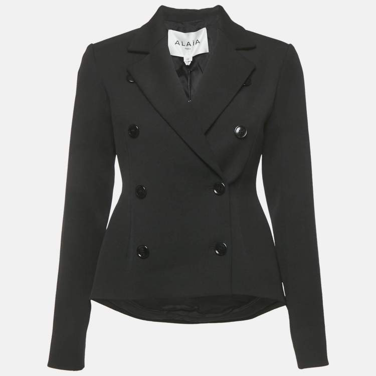 Pre Owned Alaia Black Stretch Gabardine Double Breasted Jacket M