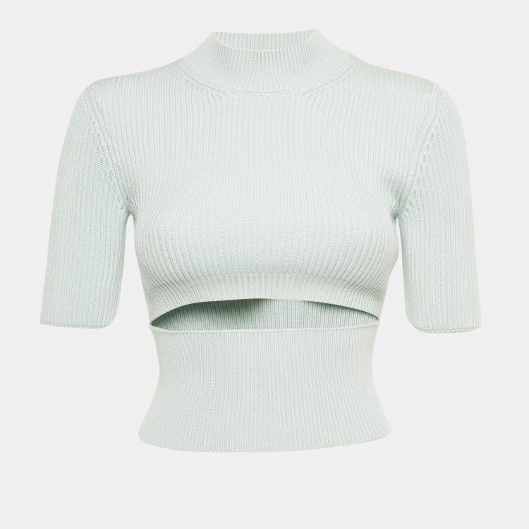 Pre Owned Alaia Pastel Blue Rib Knit Crop Top S