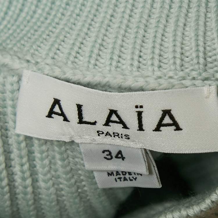 Pre Owned Alaia Pastel Blue Rib Knit Crop Top S