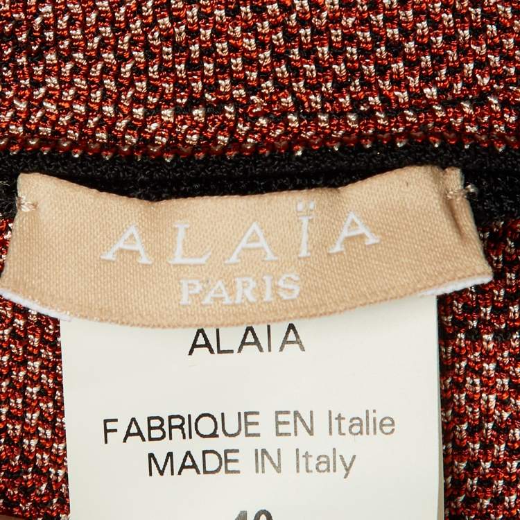 Pre Owned Alaia Black Jacquard Knit Mini Dress M