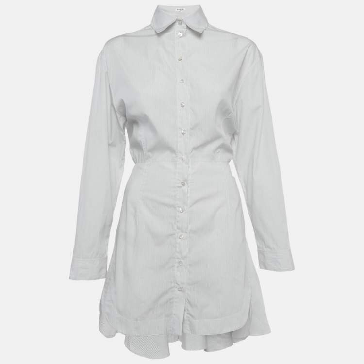 مملوكة مسبقًا Alaia White Striped Cotton Tina Dress S