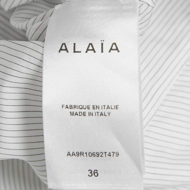 مملوكة مسبقًا Alaia White Striped Cotton Tina Dress S