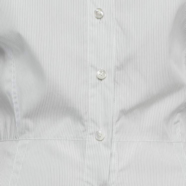 مملوكة مسبقًا Alaia White Striped Cotton Tina Dress S