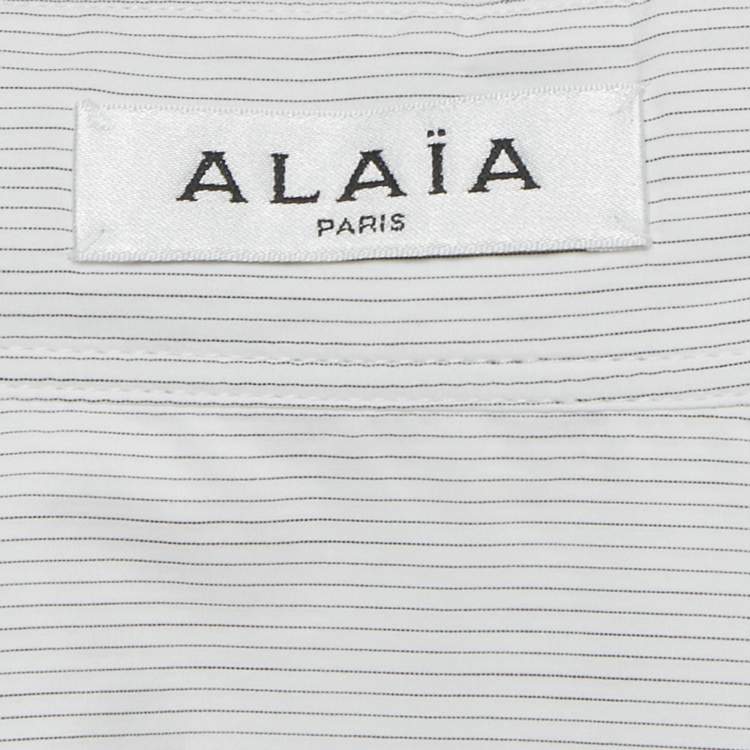 مملوكة مسبقًا Alaia White Striped Cotton Tina Dress S