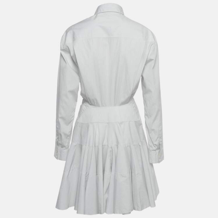 مملوكة مسبقًا Alaia White Striped Cotton Tina Dress S