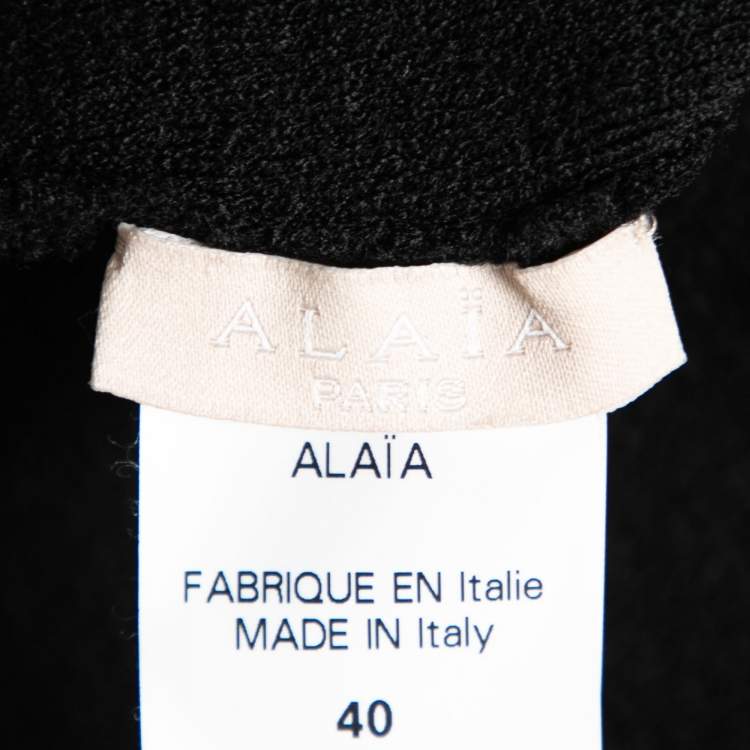Pre Owned Alaia Black Wool Zip Front Long Sleeve Jacket M