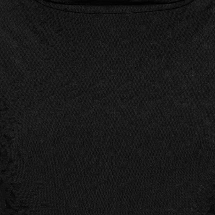 Pre Owned Alaia Black Textured Knit High Neck Pleated Hem Sleeveless Dress M
