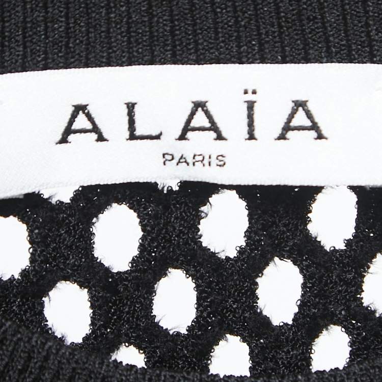 Pre Owned Alaia Black Jersey Waist Detail Midi Dress S