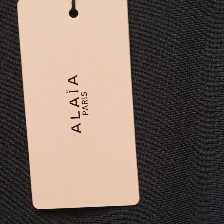 Pre Owned Alaia Black Jersey Waist Detail Midi Dress M
