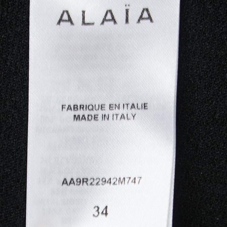 Pre Owned Alaia Black Jersey Waist Detail Midi Dress S