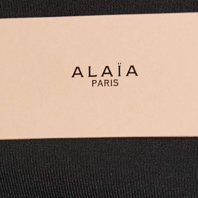 Pre Owned Alaia Black Jersey Waist Detail Midi Dress S