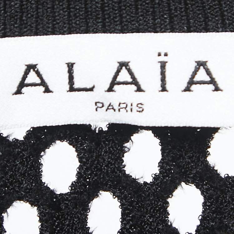 Pre Owned Alaia Black Jersey Waist Detail Midi Dress S