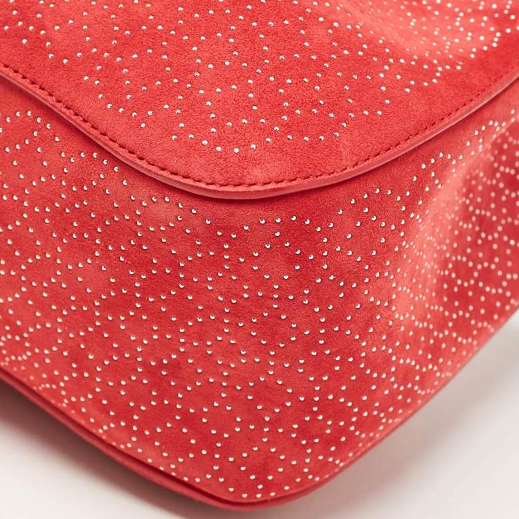 Pre Owned Alaia Red Suede Small Studded Rose Marie Bucket Bag