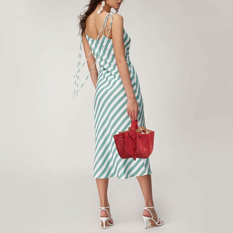 Pre Owned Alaia Red Suede Small Studded Rose Marie Bucket Bag